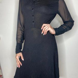BCBGeneration Dress Small S Pullover Long Sleeve A Line Black Dress Sheer Sleeve